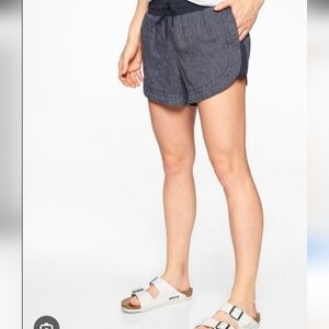 Athleta Navy Striped Beach side Linen Women's Shorts